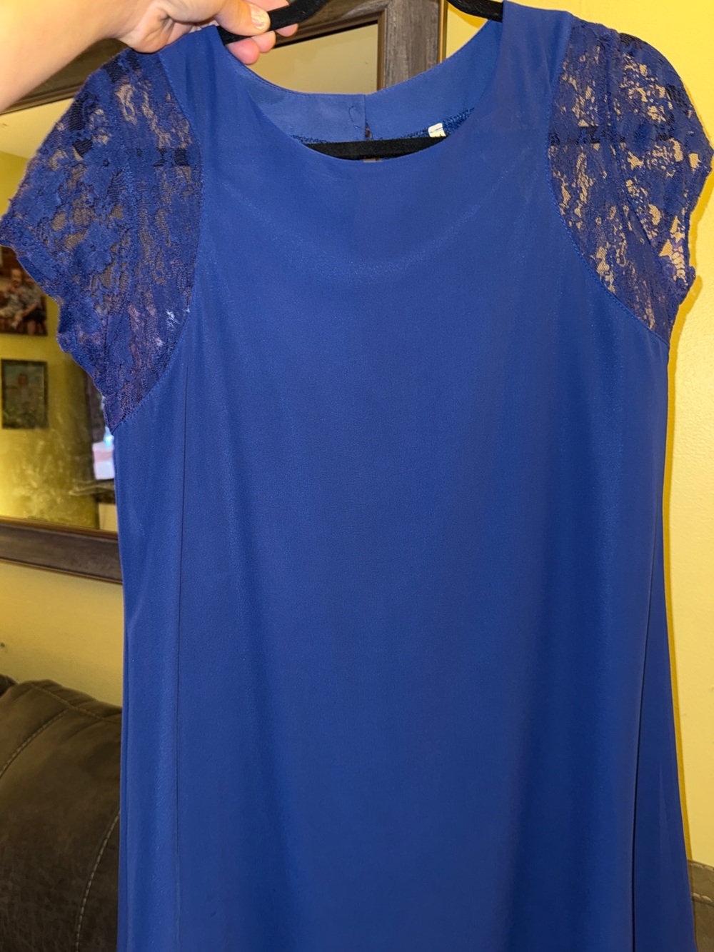 Women's Royal Blue Lace Sleeve Shift Dress